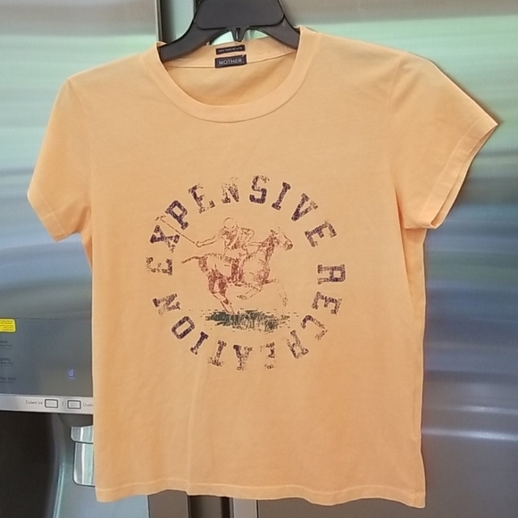 💕MOTHER💕 Graphic Tee Boxy Goodie Goodie Tee Expensive Recreation Polo S NWOT - Picture 1 of 7